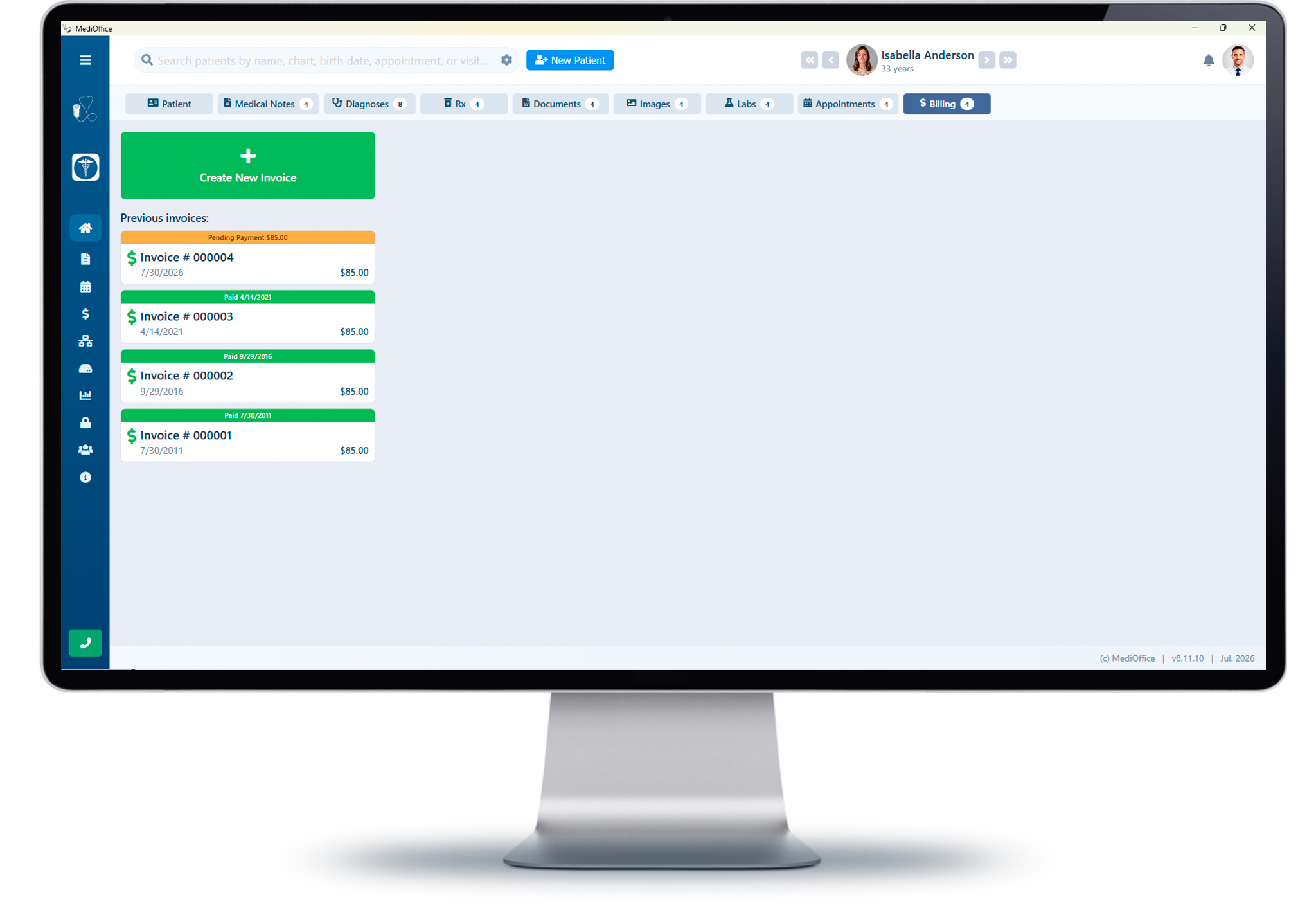 Billing integrated into the MediOffice patient care process