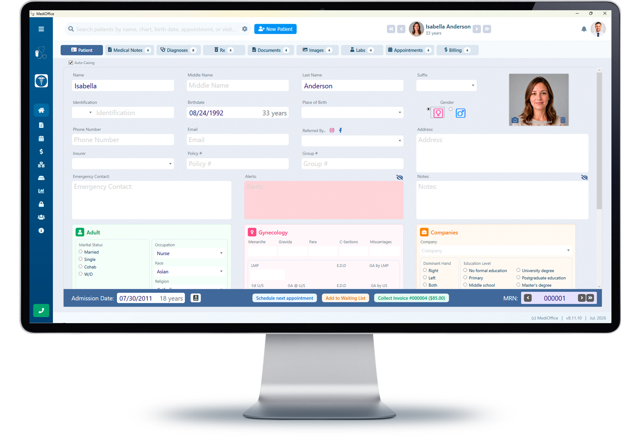 Integrated patient profile in the new version of MediOffice