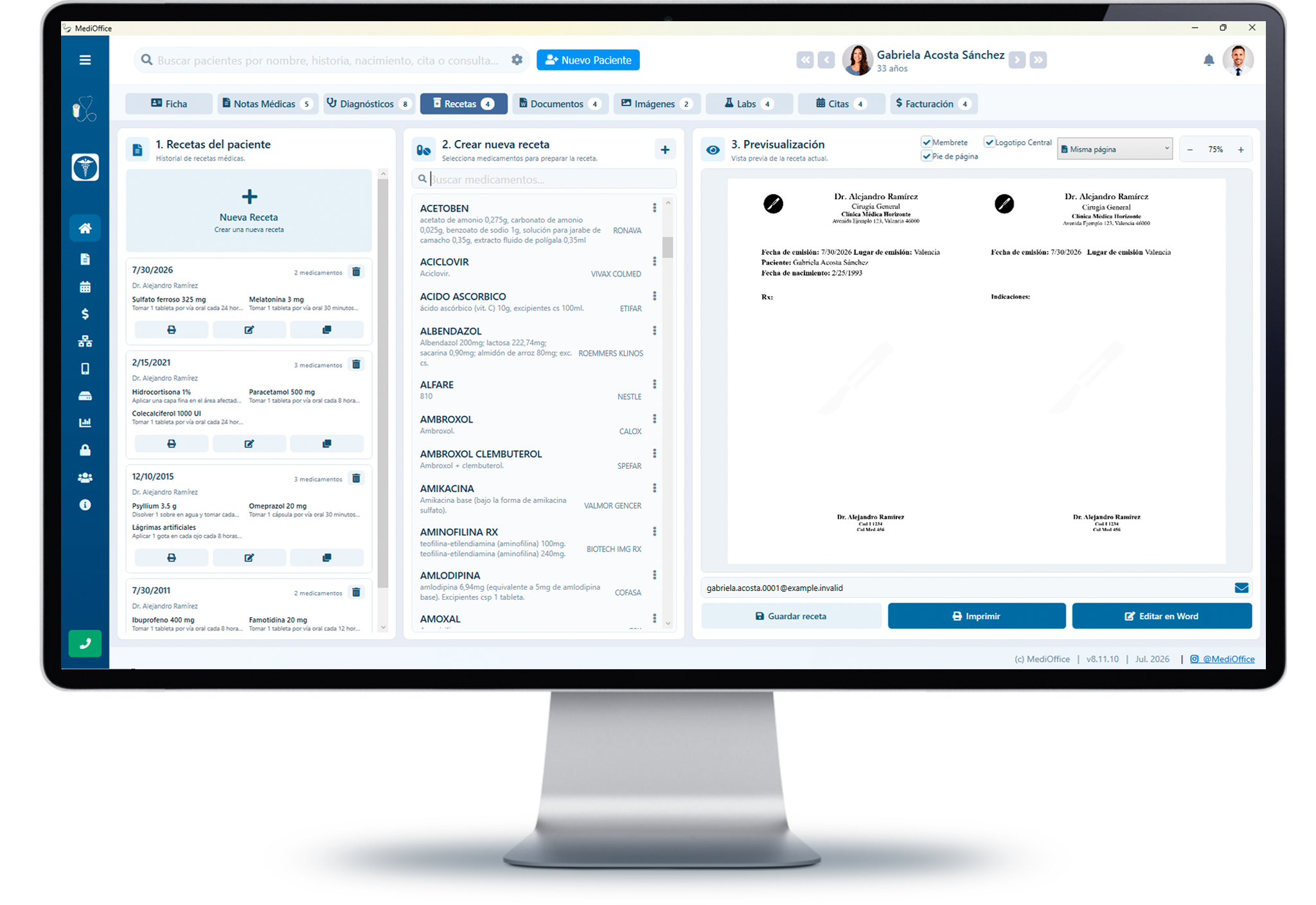 Nueva experiencia de recetas y medicamentos de MediOffice
